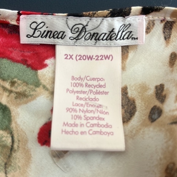 Linea Donatella Spaghetti Strap Cami Top Women's Plus 2X Pink Floral Animal - Picture 8 of 10